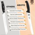 ABIOTO 11 - Inch Serrated Bread Knife - Exceptional Sharpness, Ergonomic Handle, Premium Stainless Steel - Abioto Baking