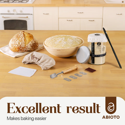 ABIOTO Artisan+ Sourdough Combo Kit with Proofing Baskets, 34oz Starter Jar, Baking Mat, Slings & Bread Tools - Abioto Baking