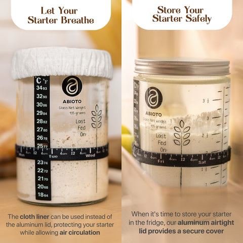 ABIOTO Artisan+ Sourdough Combo Kit with Proofing Baskets, 34oz Starter Jar, Baking Mat, Slings & Bread Tools - Abioto Baking