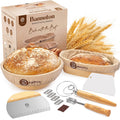 ABIOTO Bread Proofing Kit with Rattan Baskets, Danish Whisk, Bread Lame & Dough Scrapers - Abioto Baking