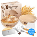 ABIOTO Bread Proofing Kit with Rattan Baskets, Danish Whisk, Bread Lame & Dough Scrapers - Abioto Baking