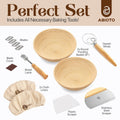 ABIOTO Bread Proofing Kit with Rattan Baskets, Danish Whisk, Bread Lame & Dough Scrapers - Abioto Baking