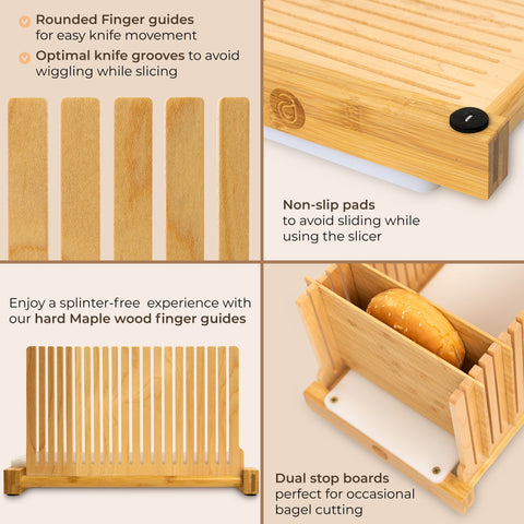 Adjustable Bread Slicer for Homemade Bread - 2024 Design with Compact Storage & Even Cuts - Abioto Baking