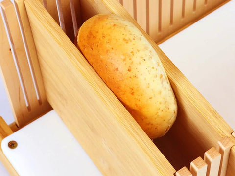 Adjustable Bread Slicer for Homemade Bread - 2024 Design with Compact Storage & Even Cuts - Abioto Baking