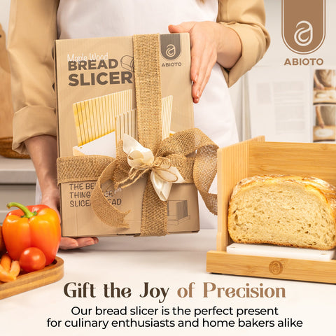 Adjustable Bread Slicer for Homemade Bread - 2024 Design with Compact Storage & Even Cuts - Abioto Baking