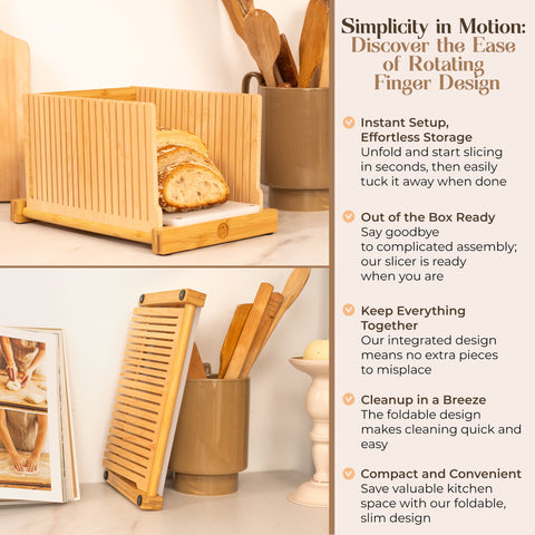Adjustable Bread Slicer for Homemade Bread - 2024 Design with Compact Storage & Even Cuts - Abioto Baking