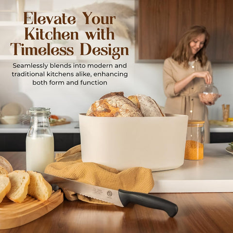 Modern Bread Box With Cutting Board - Stylish Bamboo Storage For Fresh Bread & More - Abioto Baking