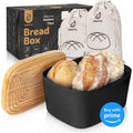 Modern Bread Box With Cutting Board - Stylish Bamboo Storage For Fresh Bread & More - Abioto Baking