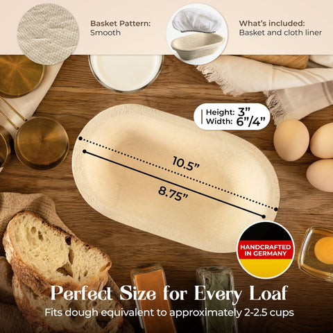 Oval Bread Proofing Basket for Sourdough - Non - Stick Wood Pulp Design - Abioto Baking