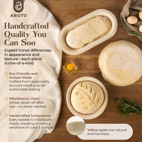 Oval Bread Proofing Basket for Sourdough - Non - Stick Wood Pulp Design - Abioto Baking