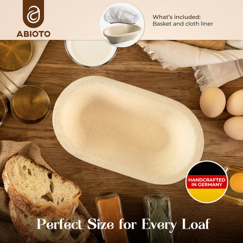 Oval Bread Proofing Basket for Sourdough - Non - Stick Wood Pulp Design - Abioto Baking